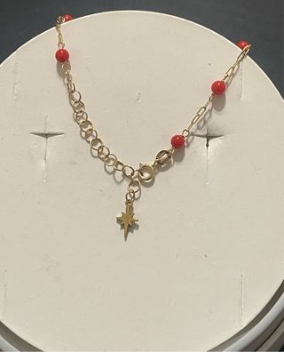 Bracciale oro 18 kt corallo naturale misura 18