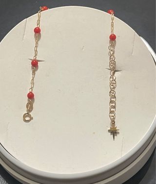 Bracciale oro 18 kt corallo naturale misura 18