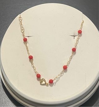 Bracciale oro 18 kt corallo naturale misura 18