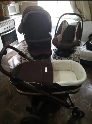 Carricoche bebé 3 piezas marrón