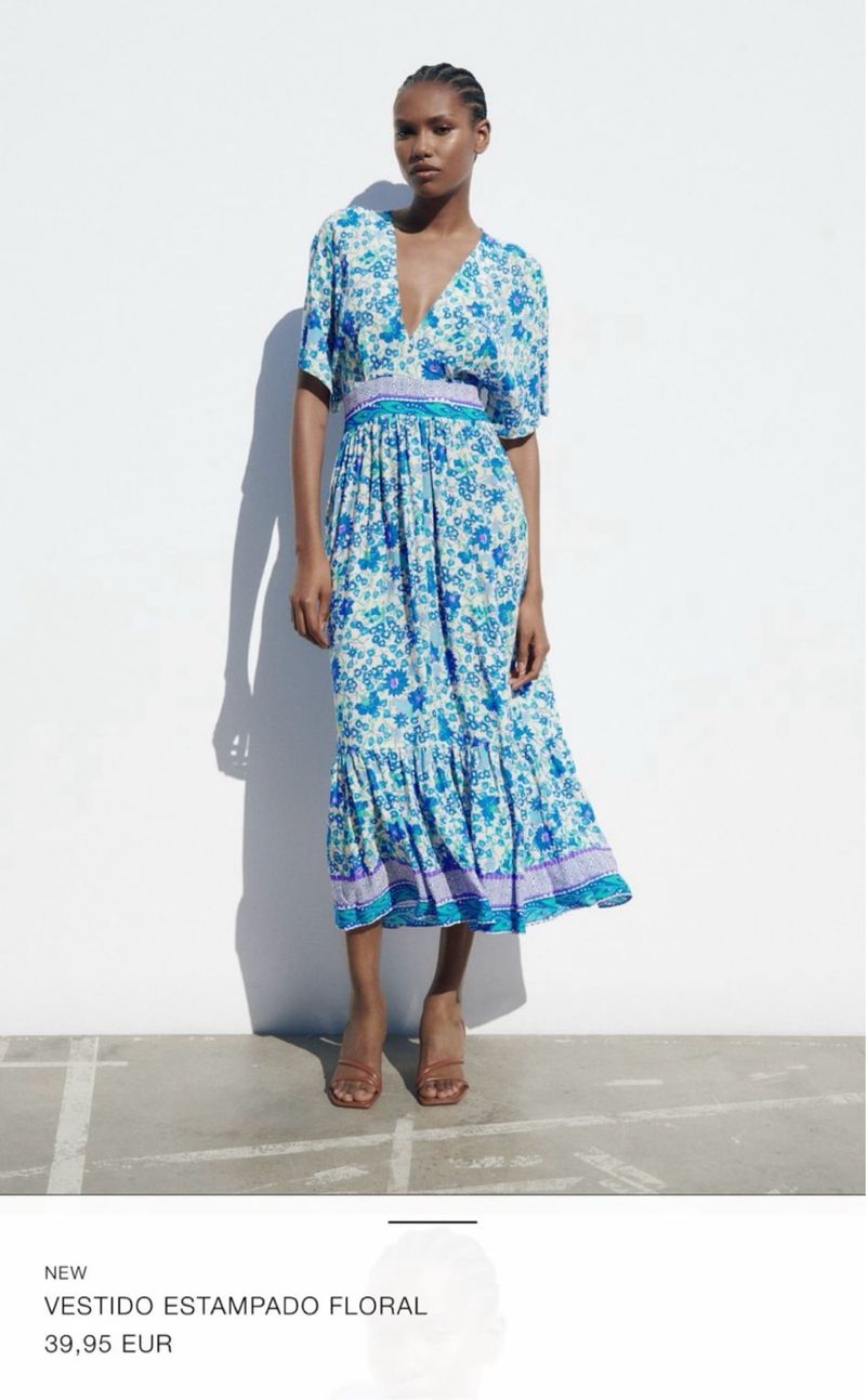 Vestido estampado floral Zara de segunda mano por 25 EUR en Las