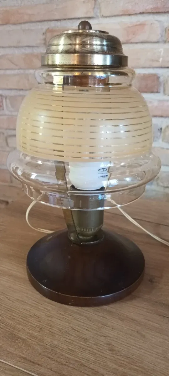 Lámpara Vintage Cristal y Madera