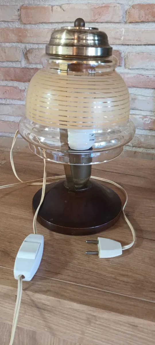 Lámpara Vintage Cristal y Madera