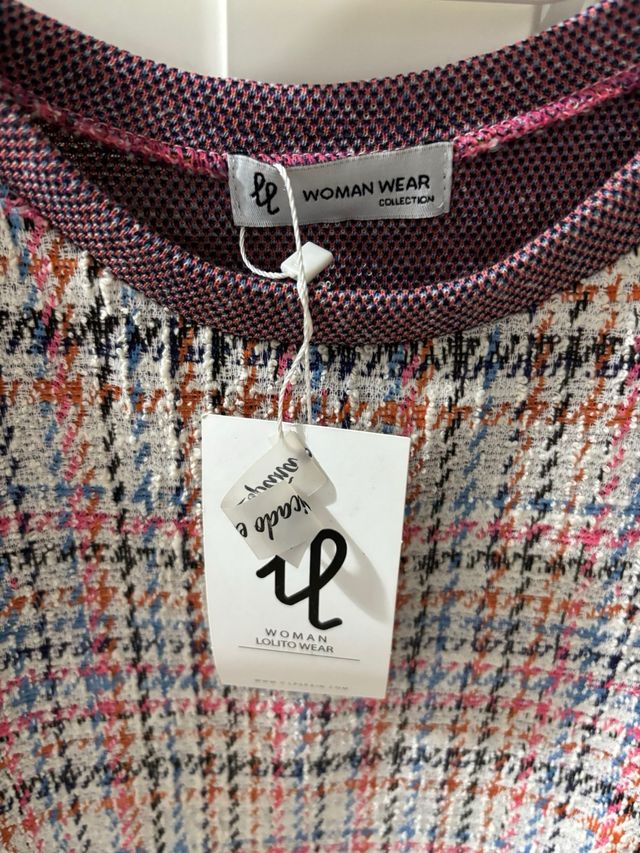 Jersey Tweed Manga Corta Mujer Talla Única