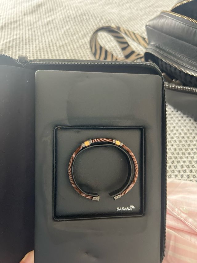 Pulsera hombre oro rosa diamante negro