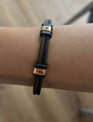 Pulsera hombre oro rosa diamante negro