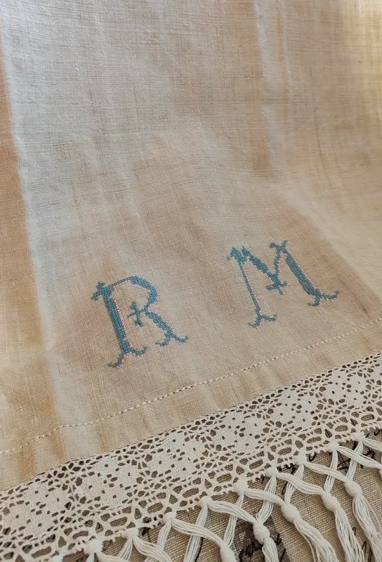 Canovaccio Pura Canapa Iniziali RM Merletto
