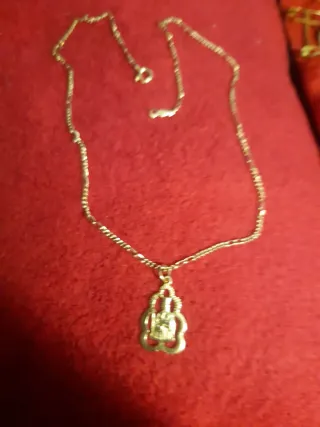 Cadena Oro Laminado 14kl y Colgante Virgen