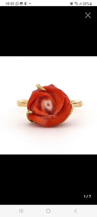 Anillo Rosa Coral y Oro de 18k. Oferta solo 24H
