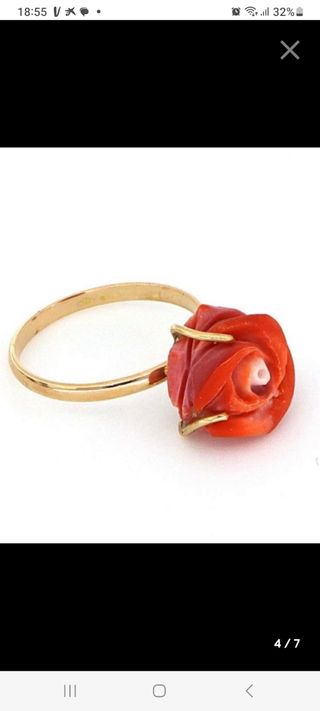 Anillo Rosa Coral y Oro de 18k. Oferta solo 24H
