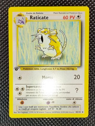 Pokémon - Raticate 40/102 Set Base ITA 1° edizione