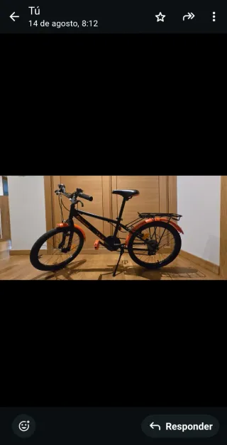 Bicicleta Infantil Btwin 20 Naranja/Negra