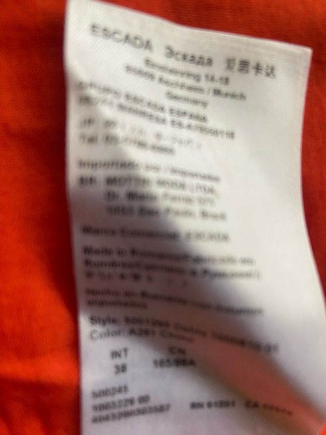 Vestido Escada Sport Talla 38 Naranja/Rosa