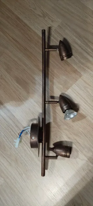 Lámpara de techo 3 focos metal y cristal