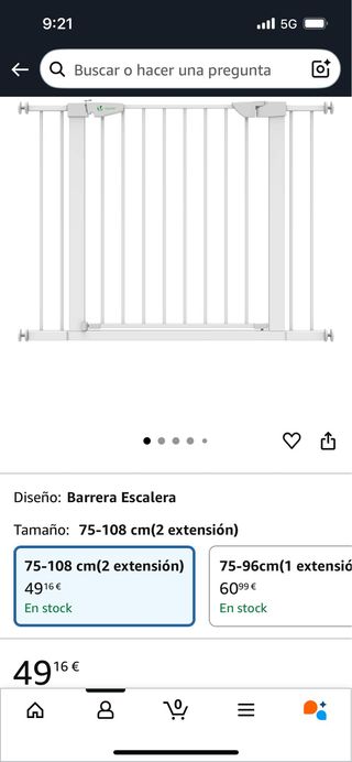 Barrera seguridad escalera 75-108 cm