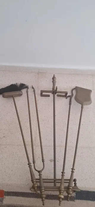 Set herramientas chimenea bronce antiguo