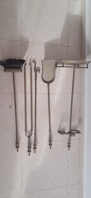 Set herramientas chimenea bronce antiguo