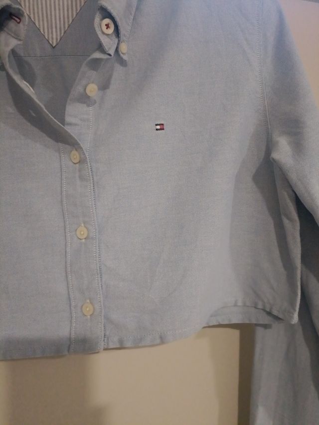 Camisa Tommy Hilfiger Crop Azul XS