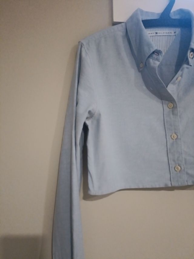 Camisa Tommy Hilfiger Crop Azul XS