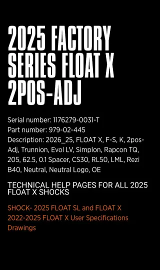 AMORTIGUADOR FOX FLOAT X FACTORY EVOL LV