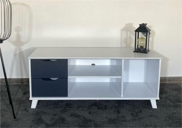 Mueble TV 120cm Blanco/Marrón