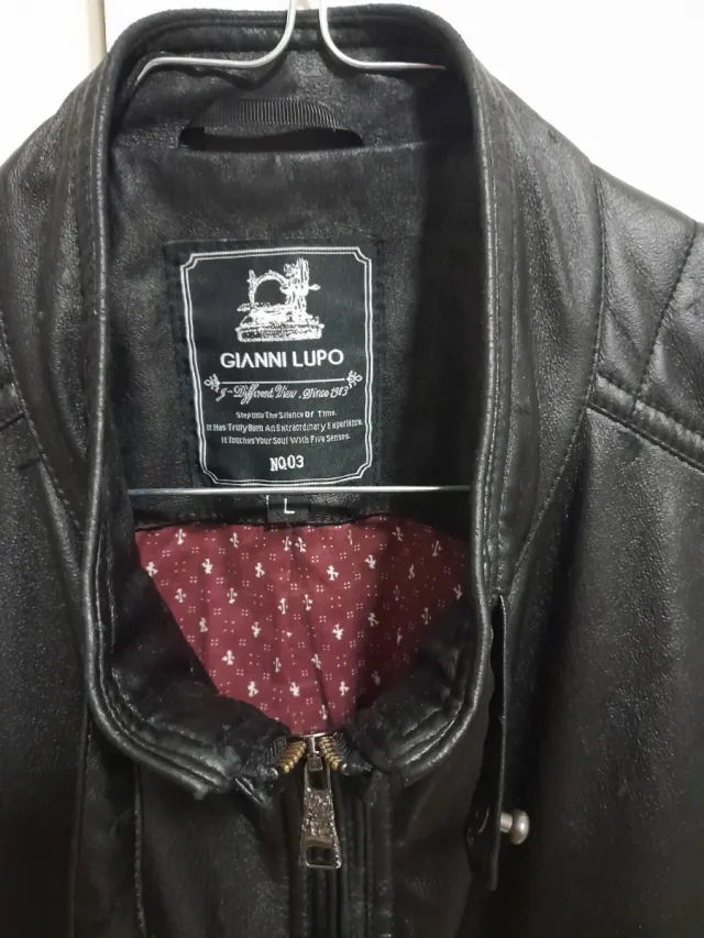 Giubbotto Pelle Gianni Lupo Nero Taglia L