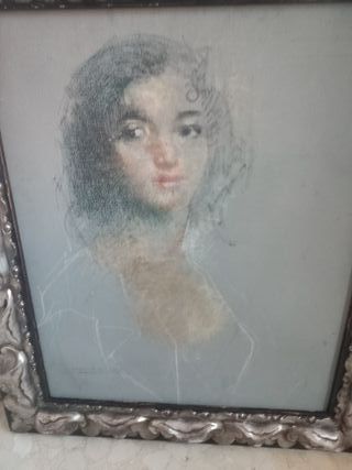 Cuadro antiguo pintura dé mujer