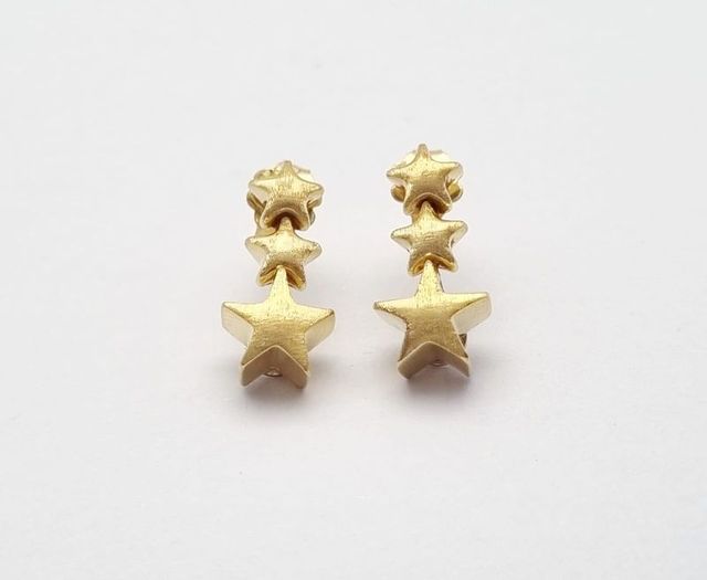 TV970 PENDIENTES ORO 18K  ESTRELLAS  4.40GR 1.7CM
