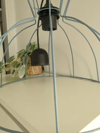 Lámpara de techo jaula metal azul