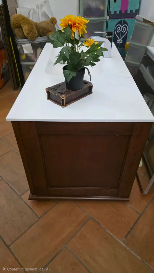 Mobile bagno sospeso  legno e resina con accessori