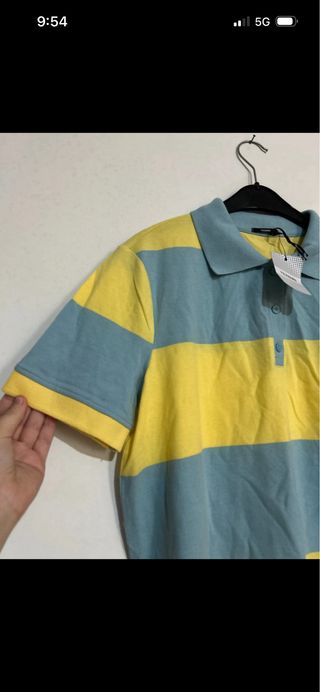 Polo Tezenis donna righe giallo/blu taglia L