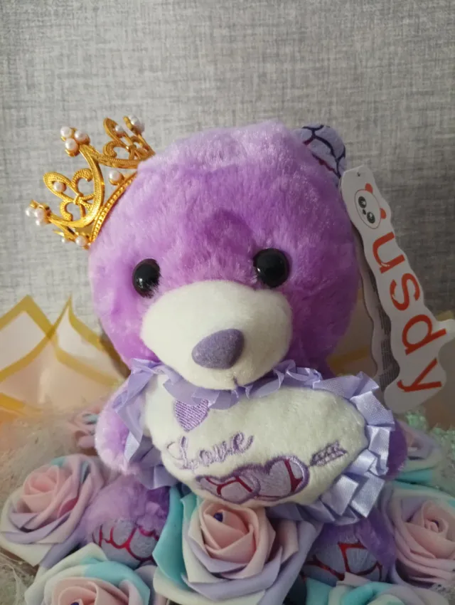 Peluche Oso Morado Corona Flores (6)
