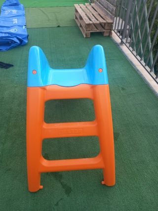 Tobogán infantil azul y naranja