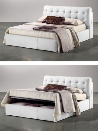 Letto matrimoniale in pelle bianco
