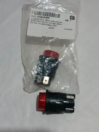 Pulsador Rojo 25mm Bipolar 230V