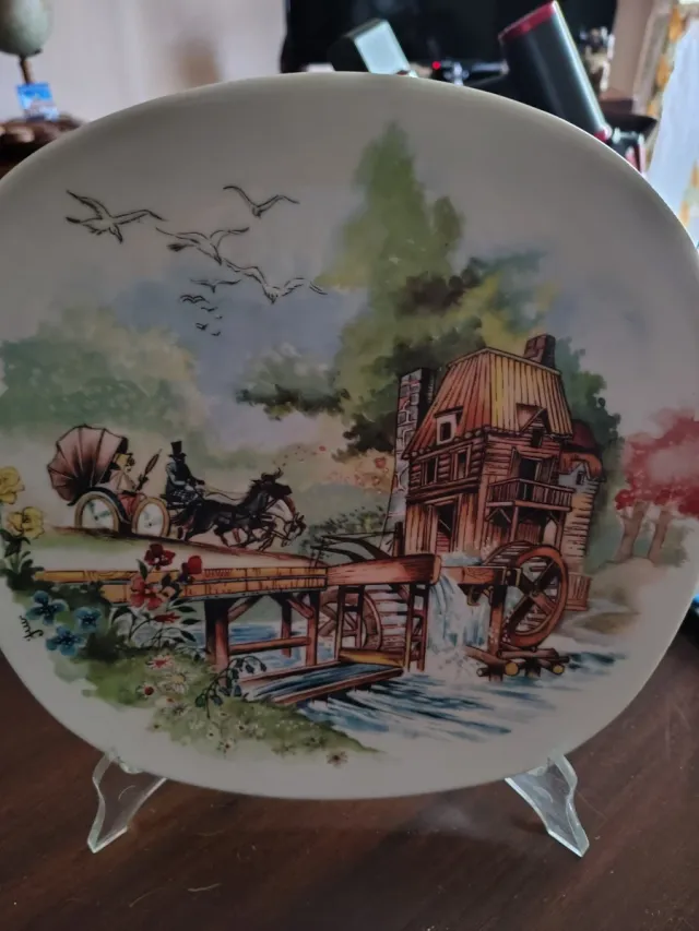 Piatto decorativo scena mulino