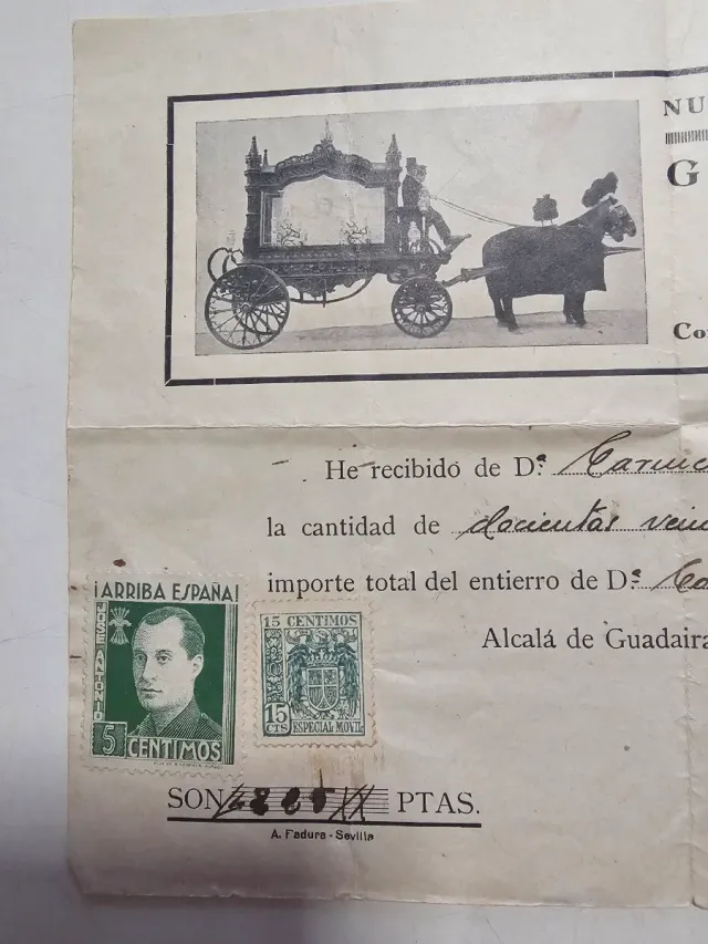 Recibo Funeraria Sevilla 1941