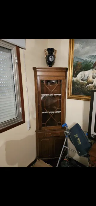 Mueble Rinconero Madera y Cristal