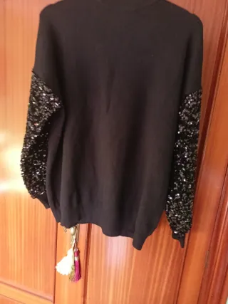 Jersey negro lentejuelas talla única