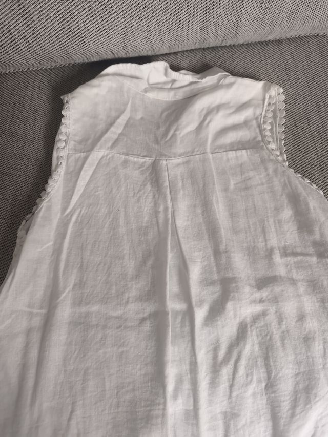 Camisa Lino Blanca Sin Mangas