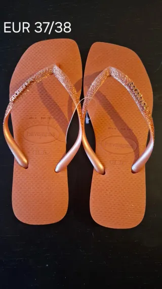 Havaianas douradas e rosas tam 37/38
