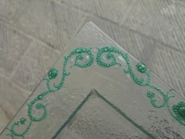 Vassoio in vetro di Murano decoro verde