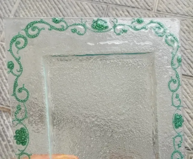 Vassoio in vetro di Murano decoro verde