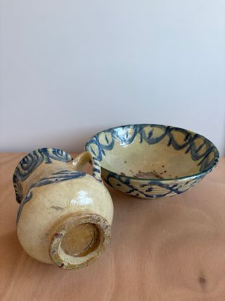 Jarra y lebrillo cerámica Níjar antiguo