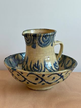 Jarra y lebrillo cerámica Níjar antiguo