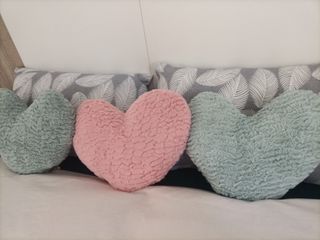 3 Cojines Corazón Felpa