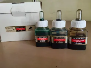 Set 3 Inchiostri China Ferrario: Verde, Blu, Seppi