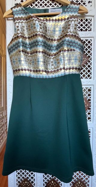 Vestido fiesta Anna Giraldo oro y verde