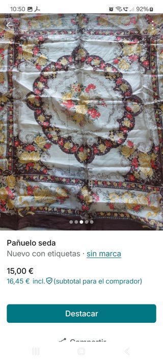 Pañuelo de seda estampado floral
