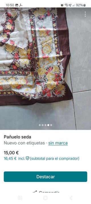 Pañuelo de seda estampado floral